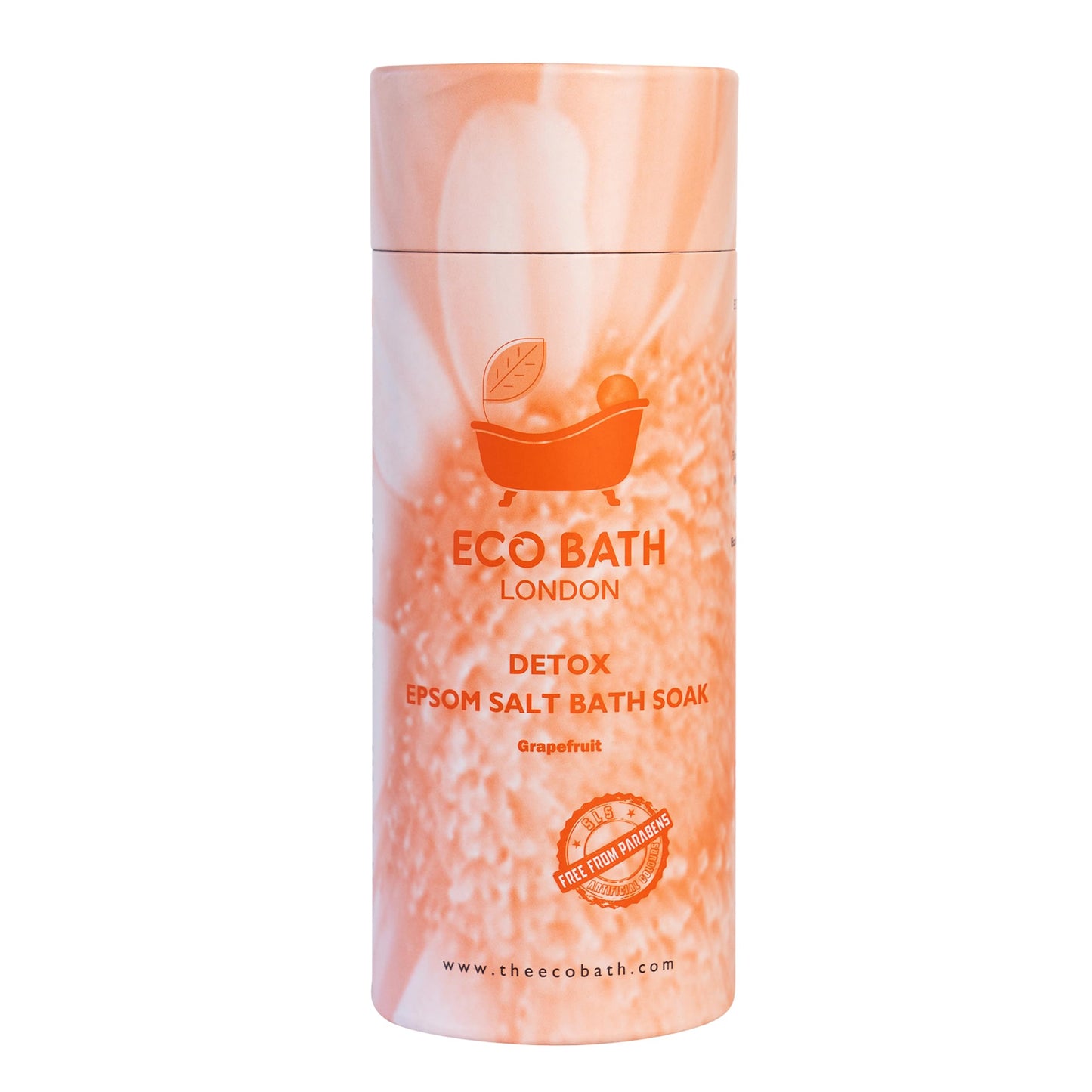 Eco Bath London Detox Epsom Salt Bath Soak - Tube Magnesium Bath Salt Infused with Grapefruit Essential Oil Epsom Bath Salts for Detox and Skin Care 2.2 LB (1kg)