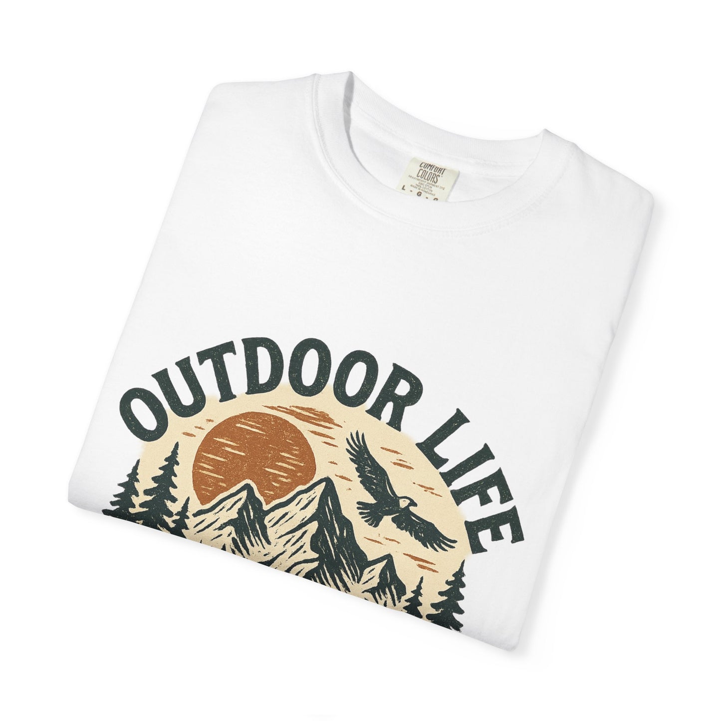 Outdoor Life T-Shirt — 'Wild & Free' Mountain Sunset Graphic Tee